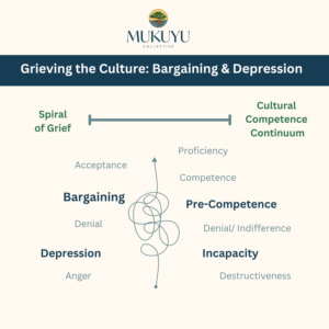 Infographic that outlines the spiral of grief and cultural competence continuum.